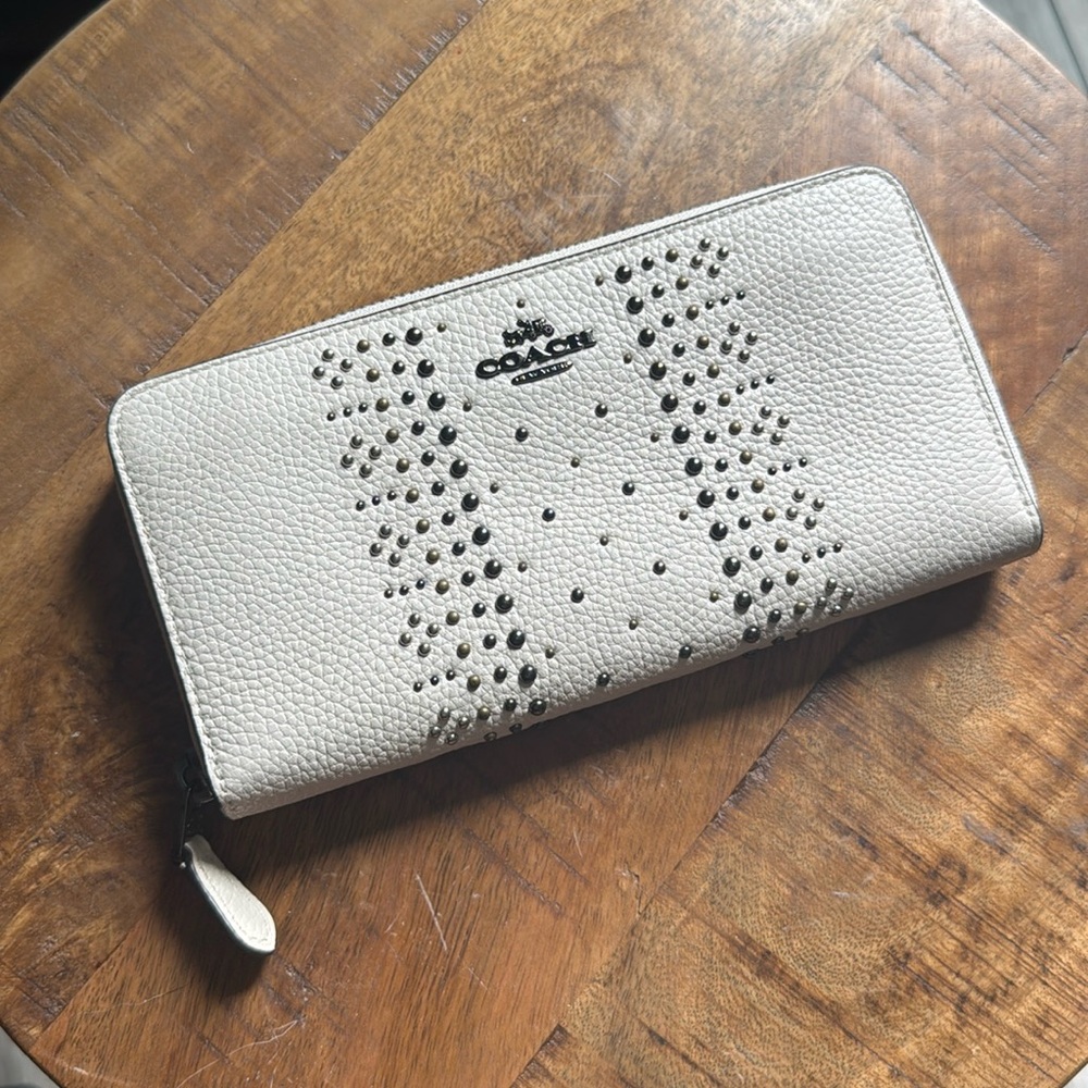 Coach western accordion zip wallet with bandana rivets